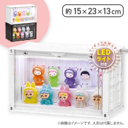 【ホワイト】LEDライト付き フィギュアディスプレイコンテナBOX