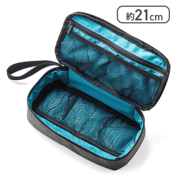 サンワダイレクト ガジェットポーチ（グレー×ブルー）[R]