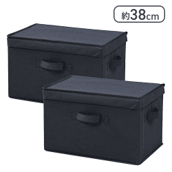 山善(YAMAZEN) ふた付き 収納ボックス 2個組（ブラック）[R]