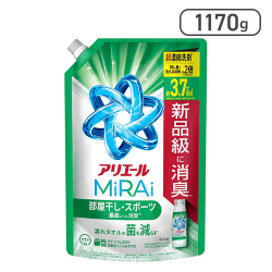 アリエール 洗濯洗剤 MiRAi 超濃縮コンパクト洗剤 部屋干し＆スポーツ 詰め替え 1170g[R]