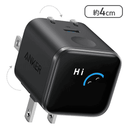 Anker Nano Charger (45W, Display, スイングプラグ) ブラック USB PD USB-C 急速充電器【取り寄せ入荷後次第発送】