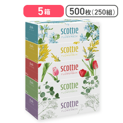 スコッティ フラワーボックス ティッシュ 500枚(250組) 5箱[R]