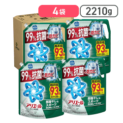 アリエール 液体大容量  部屋干し＆スポーツ漂白剤レベル消臭 洗濯洗剤 詰め替え2210g×4袋【取り寄せ入荷後次第発送】