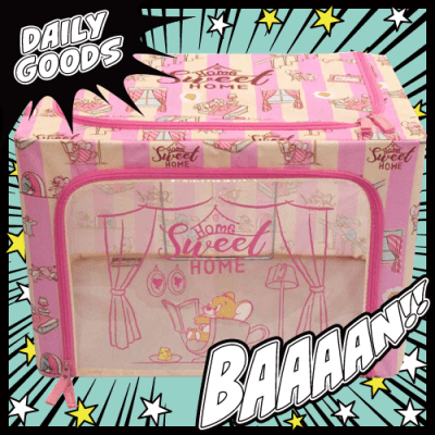 トムとジェリー 窓付折りたたみ収納BOX【おうち柄ピンク