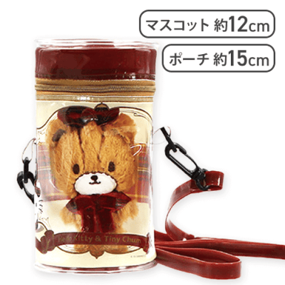 【レッド】タイニーチャム ティータイムパーティーマスコット付きクリアポシェット