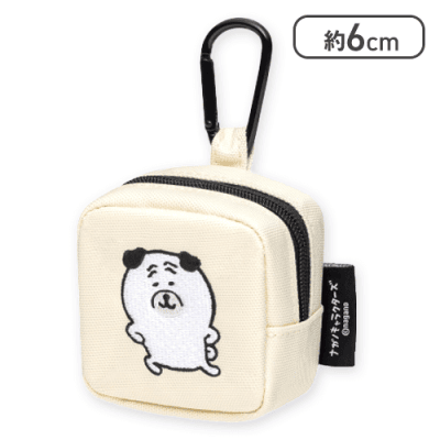 【くまさんとパグさん】ナガノキャラクターズ カラビナ付き刺繍スクエアポーチ