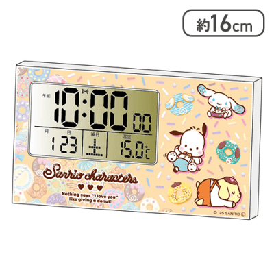 【オレンジ】サンリオキャラクターズ 横型電波クロック