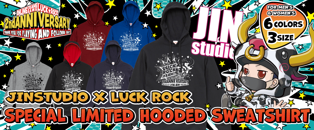 匿名配送】JINStudio × Luck rockコラボパーカーグレー-